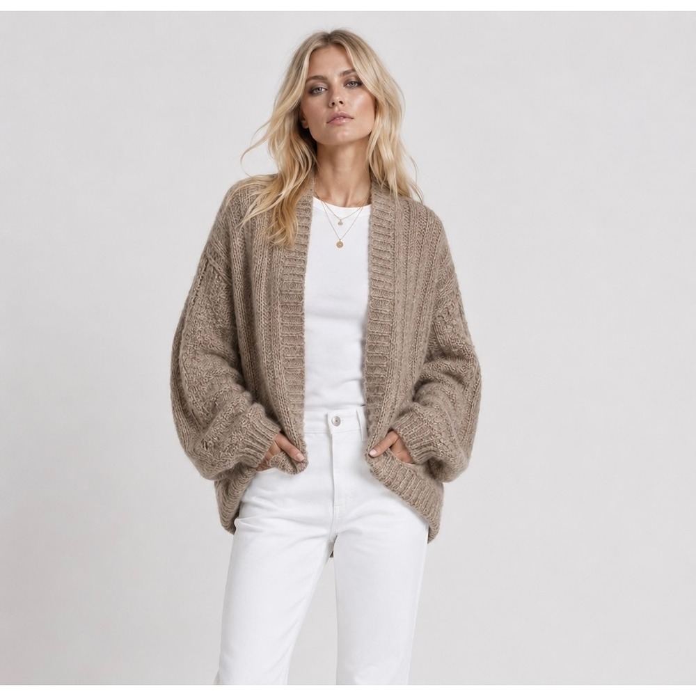 Velvet Beverlee Alpaca Open Cardigan Sweater Oatmeal by Graham & Spencer / Sz XL